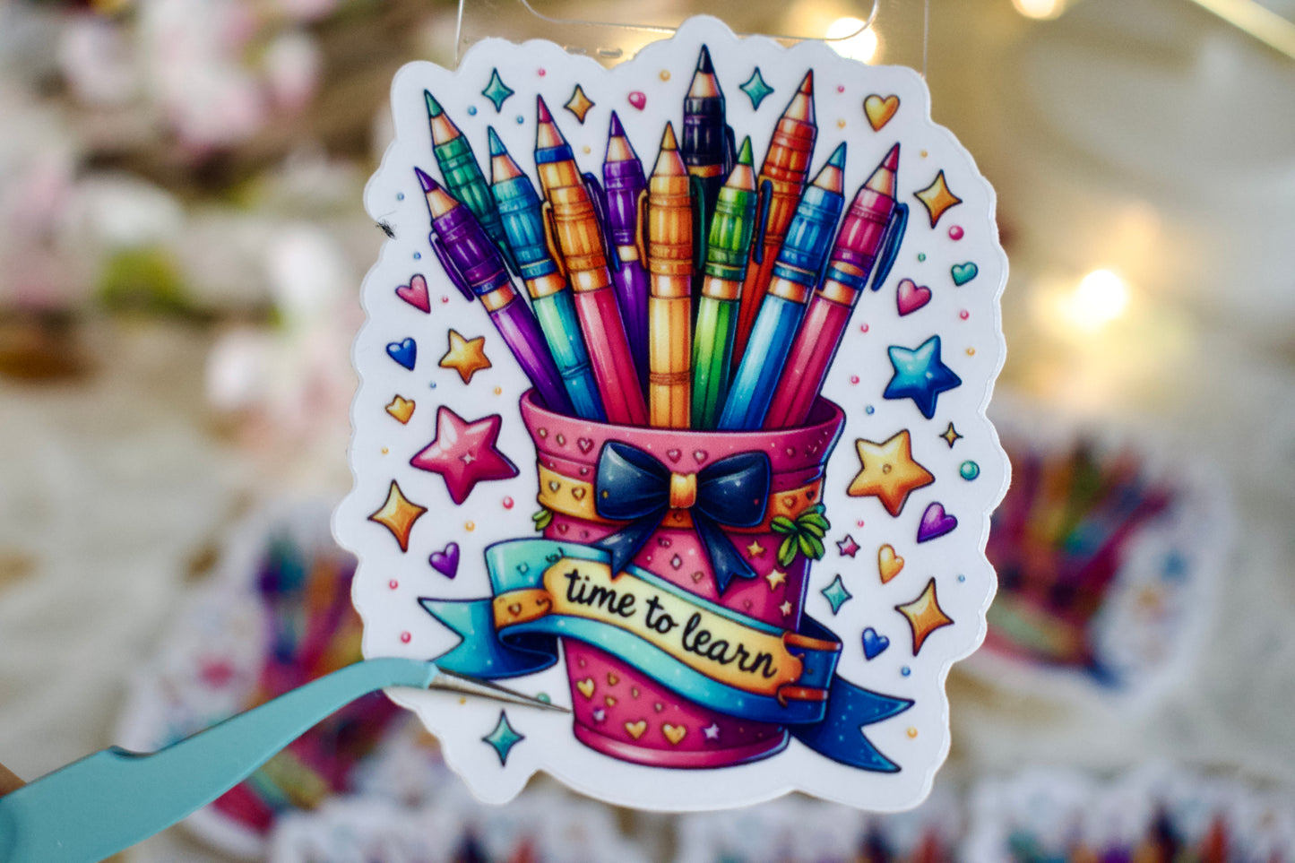 Time to Learn Vinyl Clear Stickers