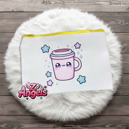 Pink Mug Mini Pouch with Colored Zipper