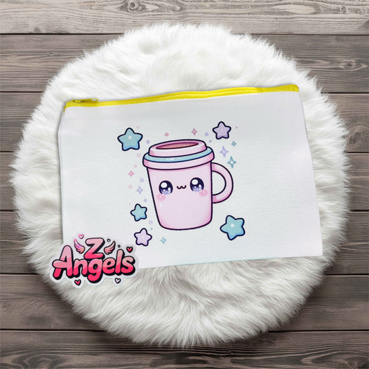 Pink Mug Mini Pouch with Colored Zipper