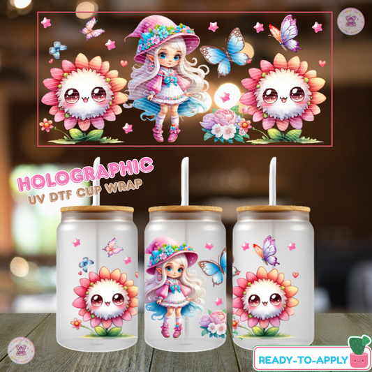 Bloom & Shine Holographic UV DTF Cup Wrap (16oz)
