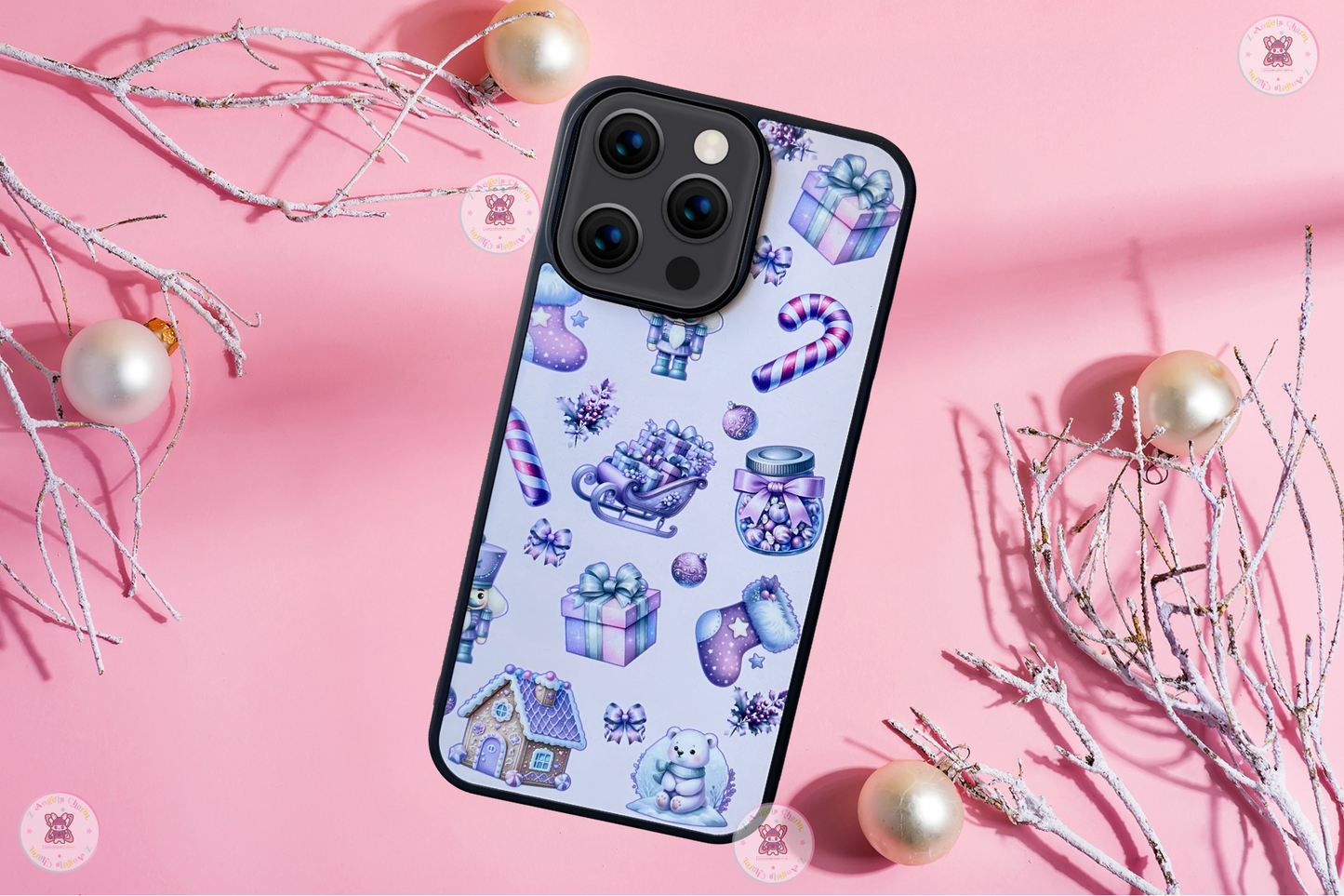 🎄 Pastel Purple Christmas iPhone Case Collection 🌸