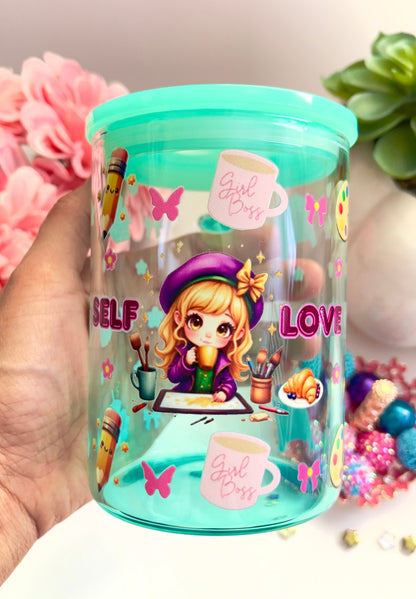 Self Love Glass Mug with Straw