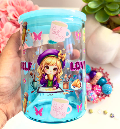 Self Love Glass Mug with Straw