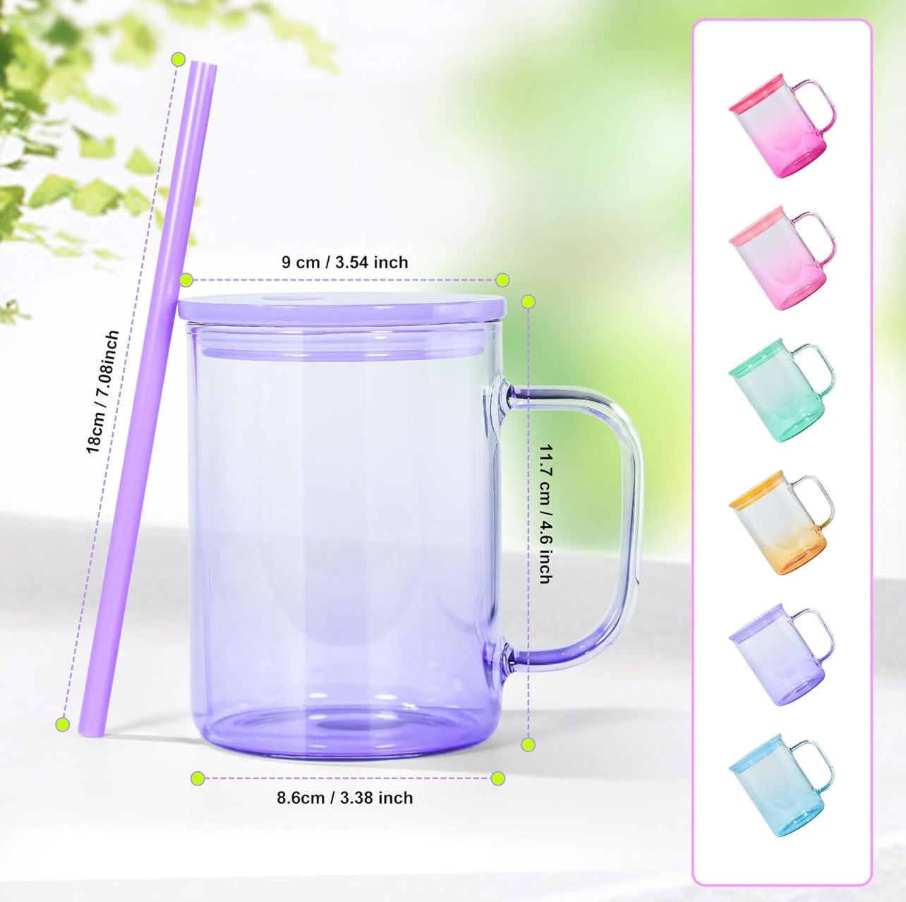 Rainbow Glass Mug with Straw