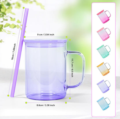 Rainbow Glass Mug with Straw