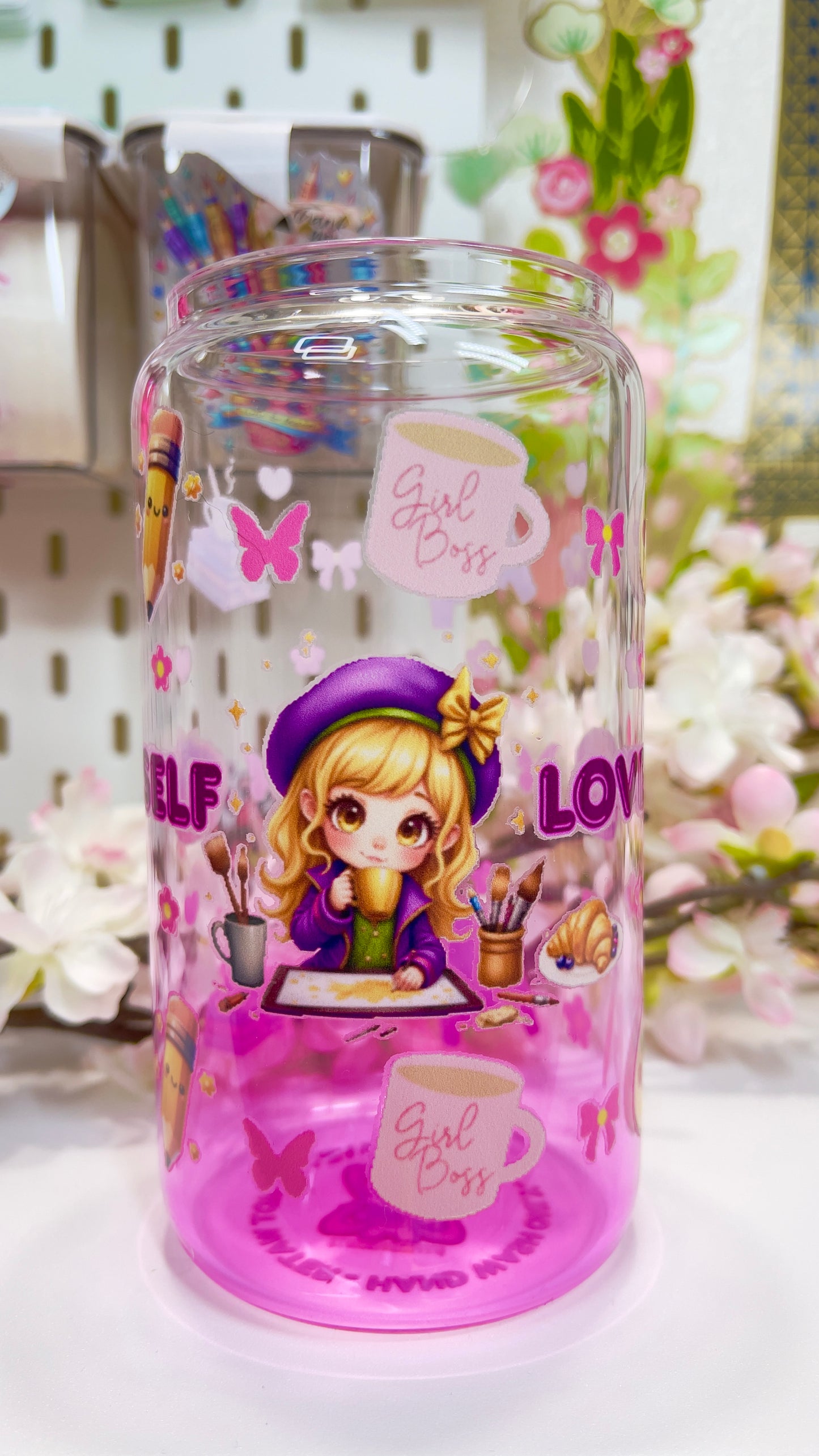 Self Love Glass Can with Straw