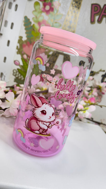 Hello Lovely Glass Can with Straw