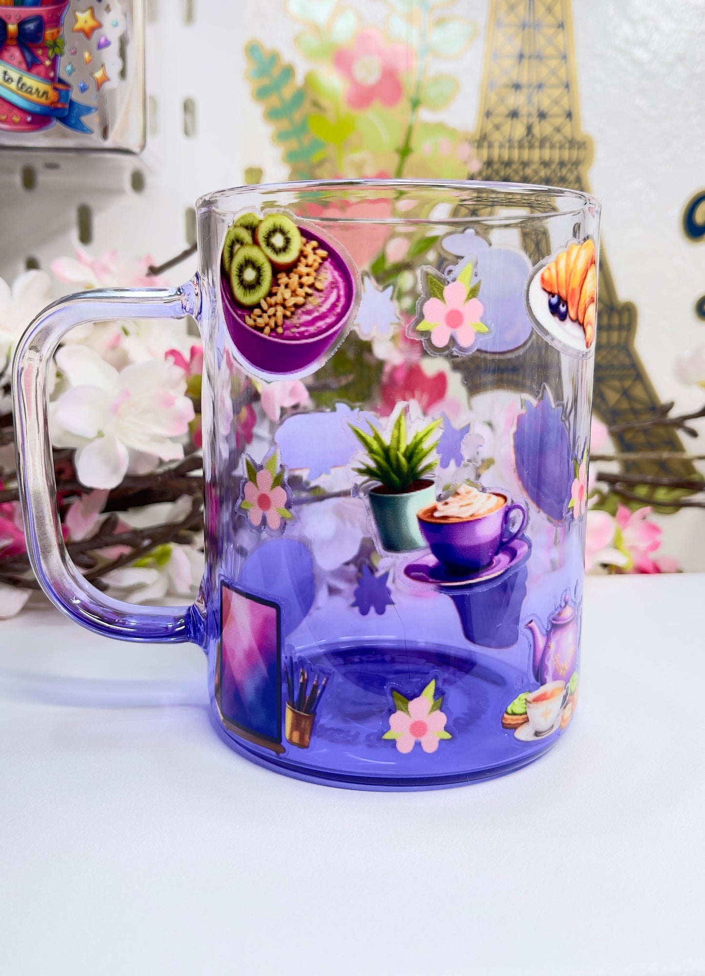 Purple Desert Glass Mug with Straw