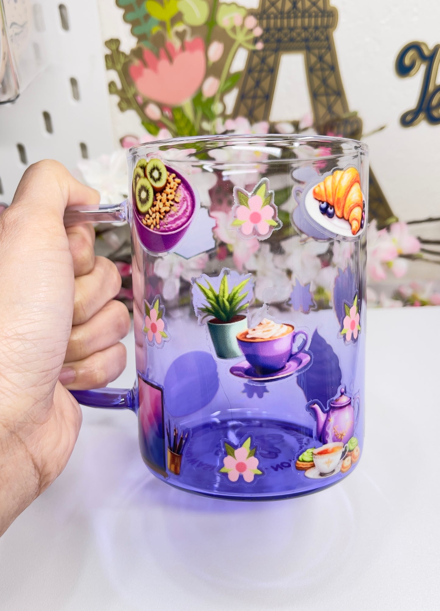 Purple Desert Glass Mug with Straw