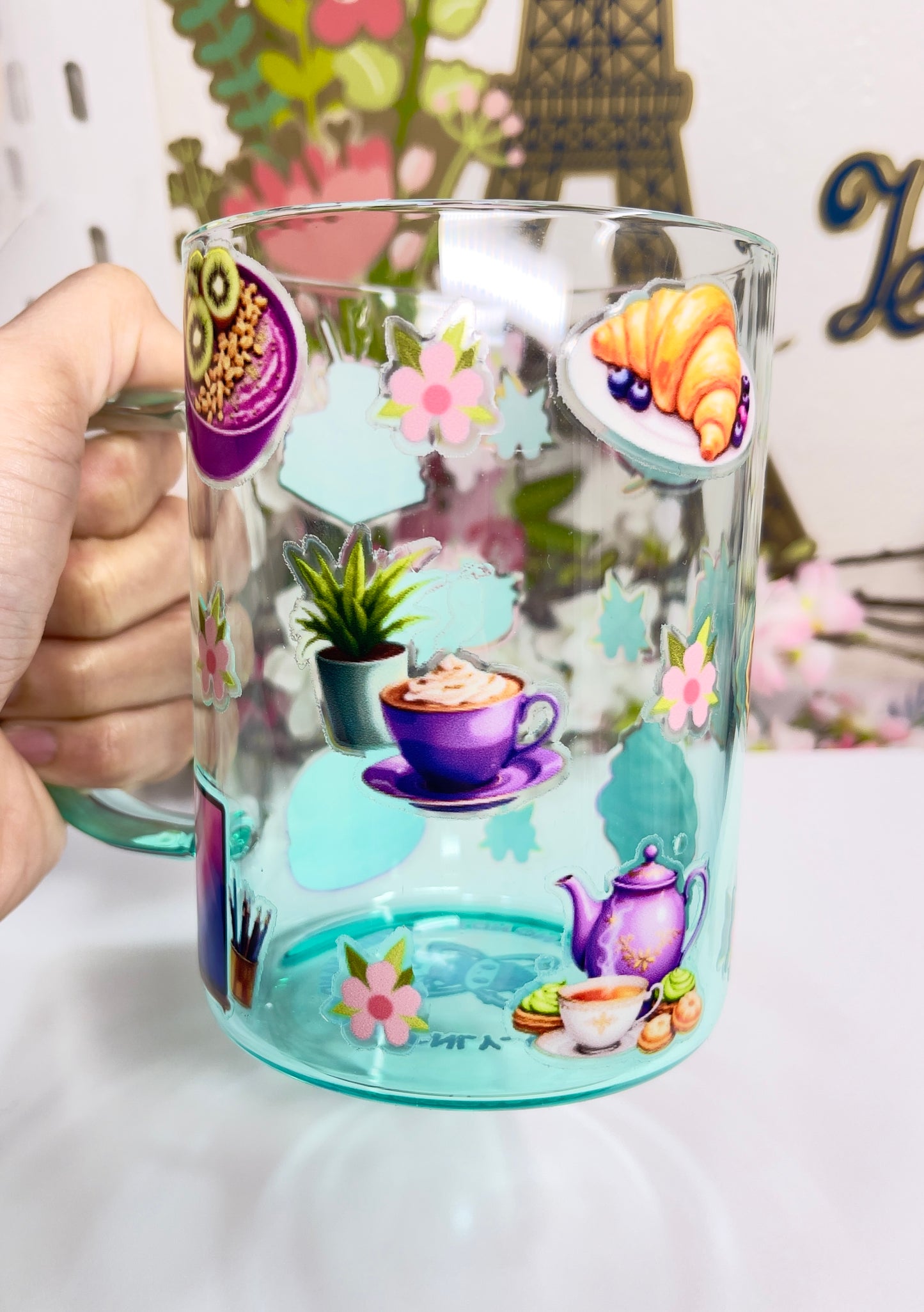 Purple Desert Glass Mug with Straw