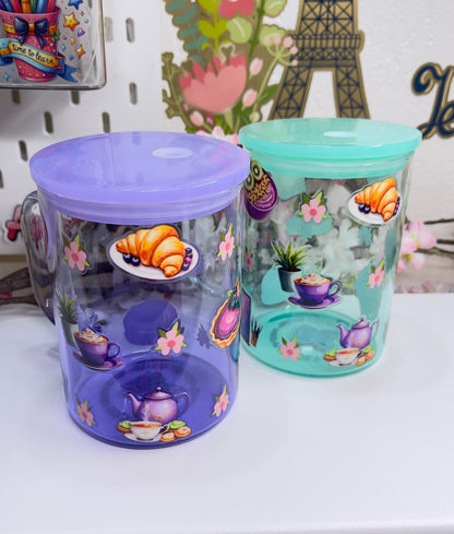 Purple Desert Glass Mug with Straw