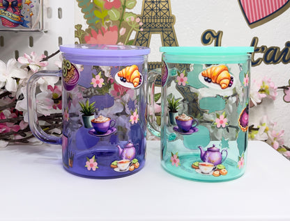 Purple Desert Glass Mug with Straw