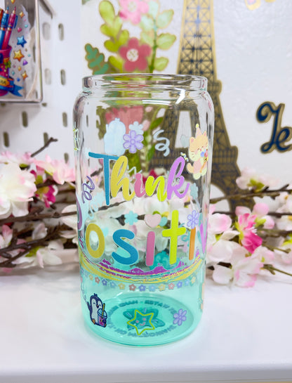 🥤 Think Positive Glass Can with Straw