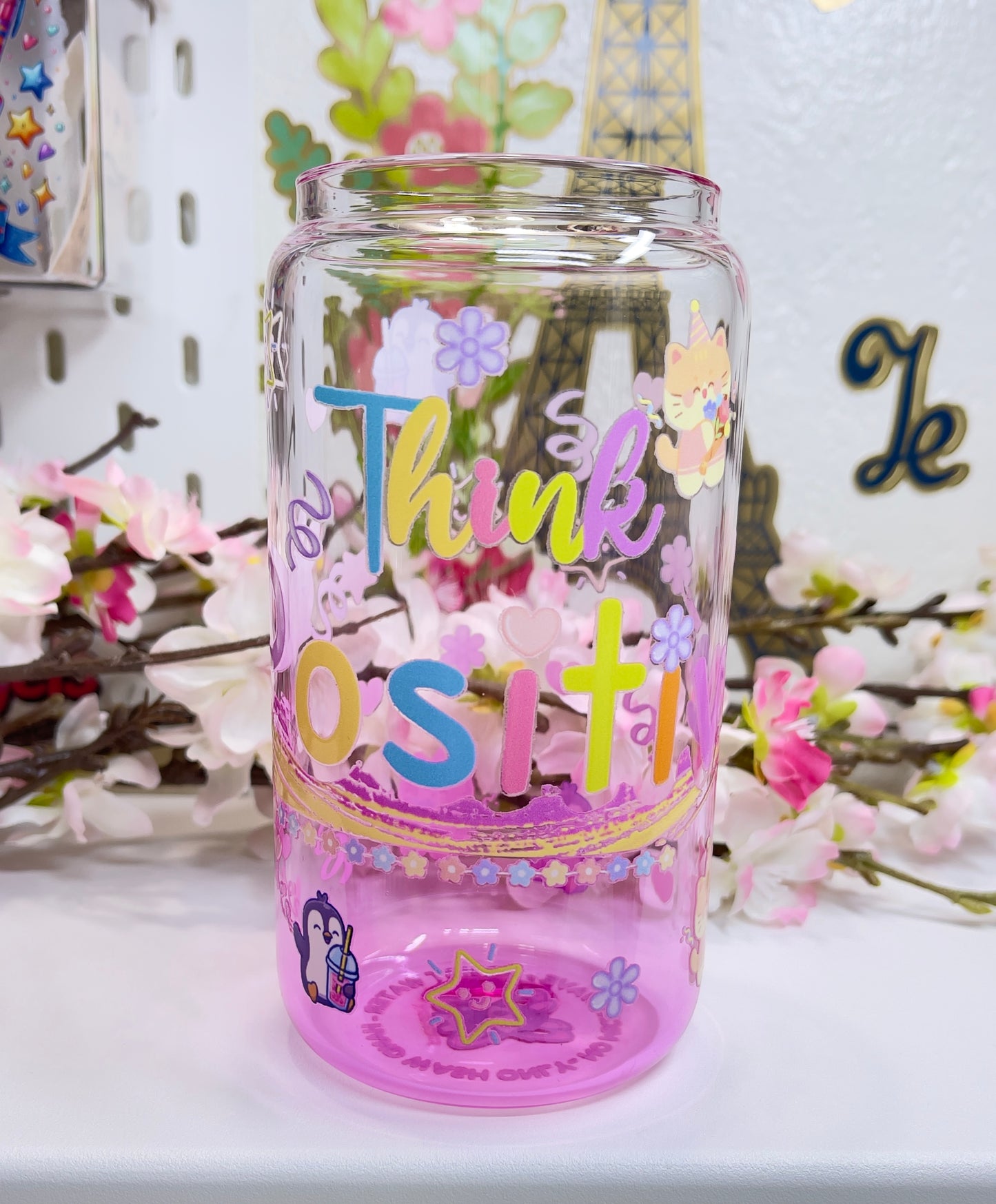 🥤 Think Positive Glass Can with Straw