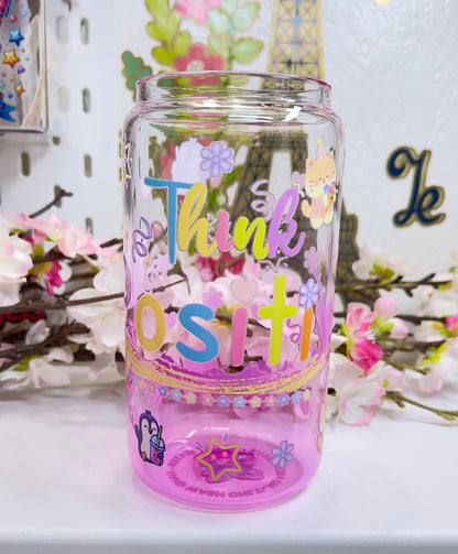 🥤 Think Positive Glass Can with Straw