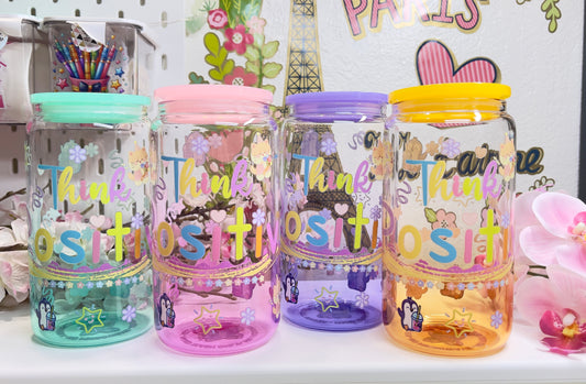 🥤 Think Positive Glass Can with Straw