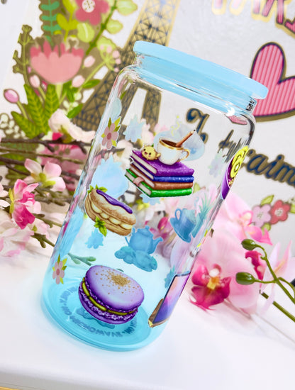 Purple Dessert Glass Can with Straw