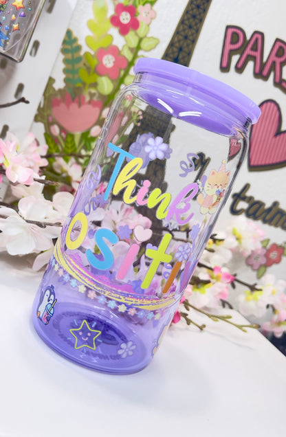 🥤 Think Positive Glass Can with Straw