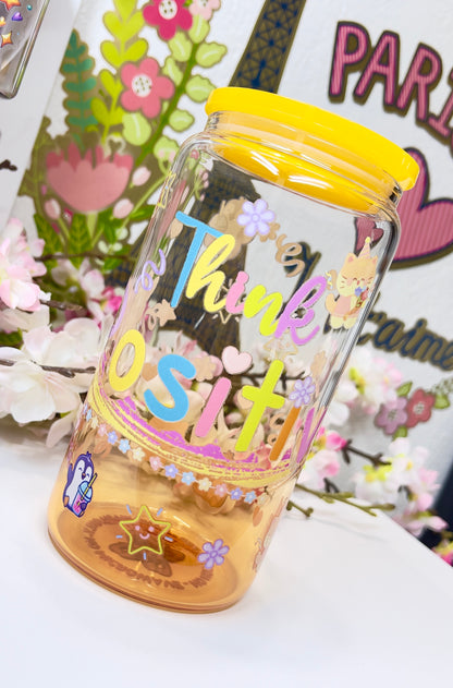 🥤 Think Positive Glass Can with Straw