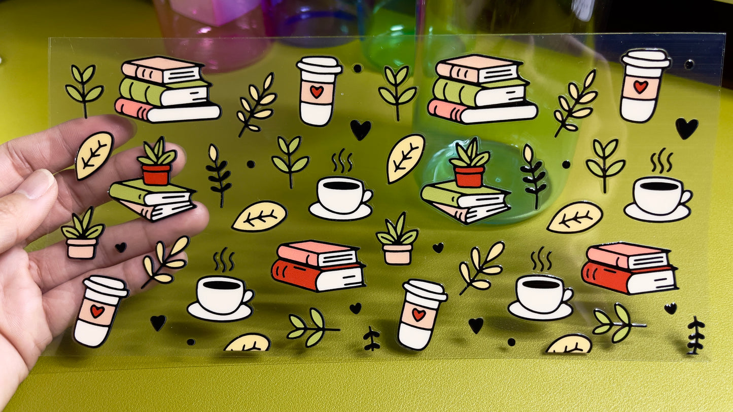 Coffee over Book – 16oz. UV DTF Cup Wrap Collections 💕 Double Sided