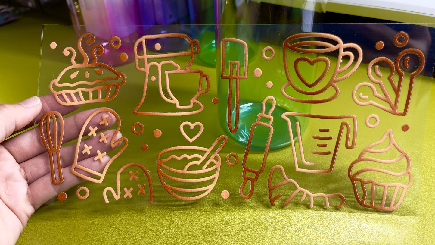 Brown Baking – 16oz. UV DTF Cup Wrap Collections 💕 Double Sided