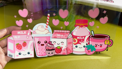 Pink Milk Drink – 16oz. UV DTF Cup Wrap Collections 💕 Double Side