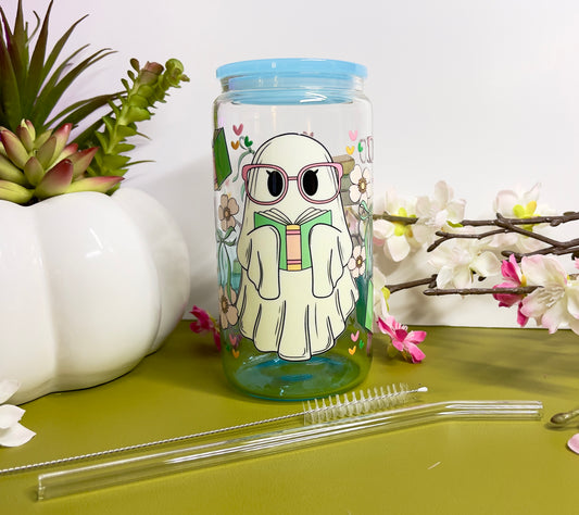 Bookish Ghost Glass Can 📚