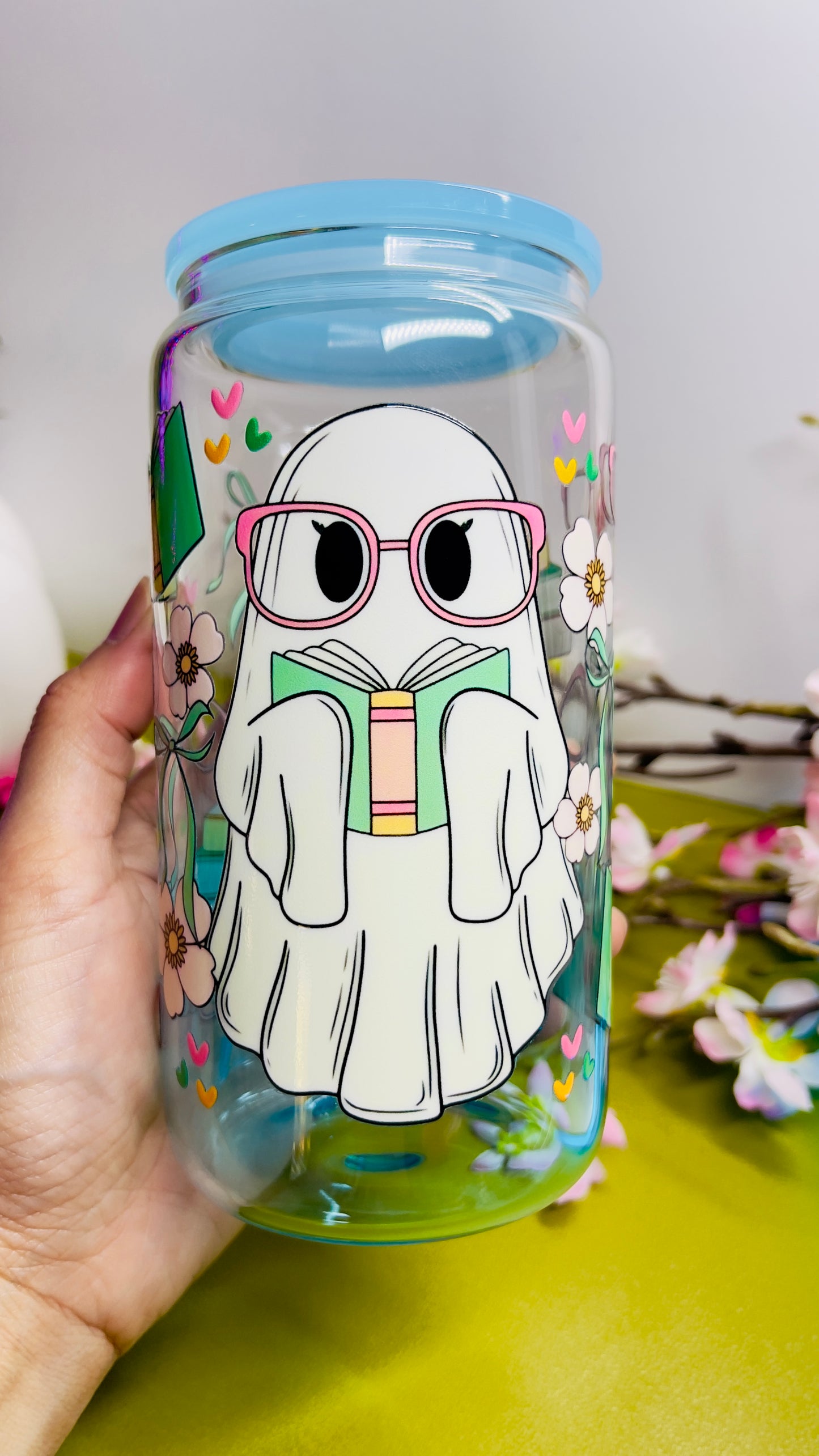 Bookish Ghost Glass Can 📚