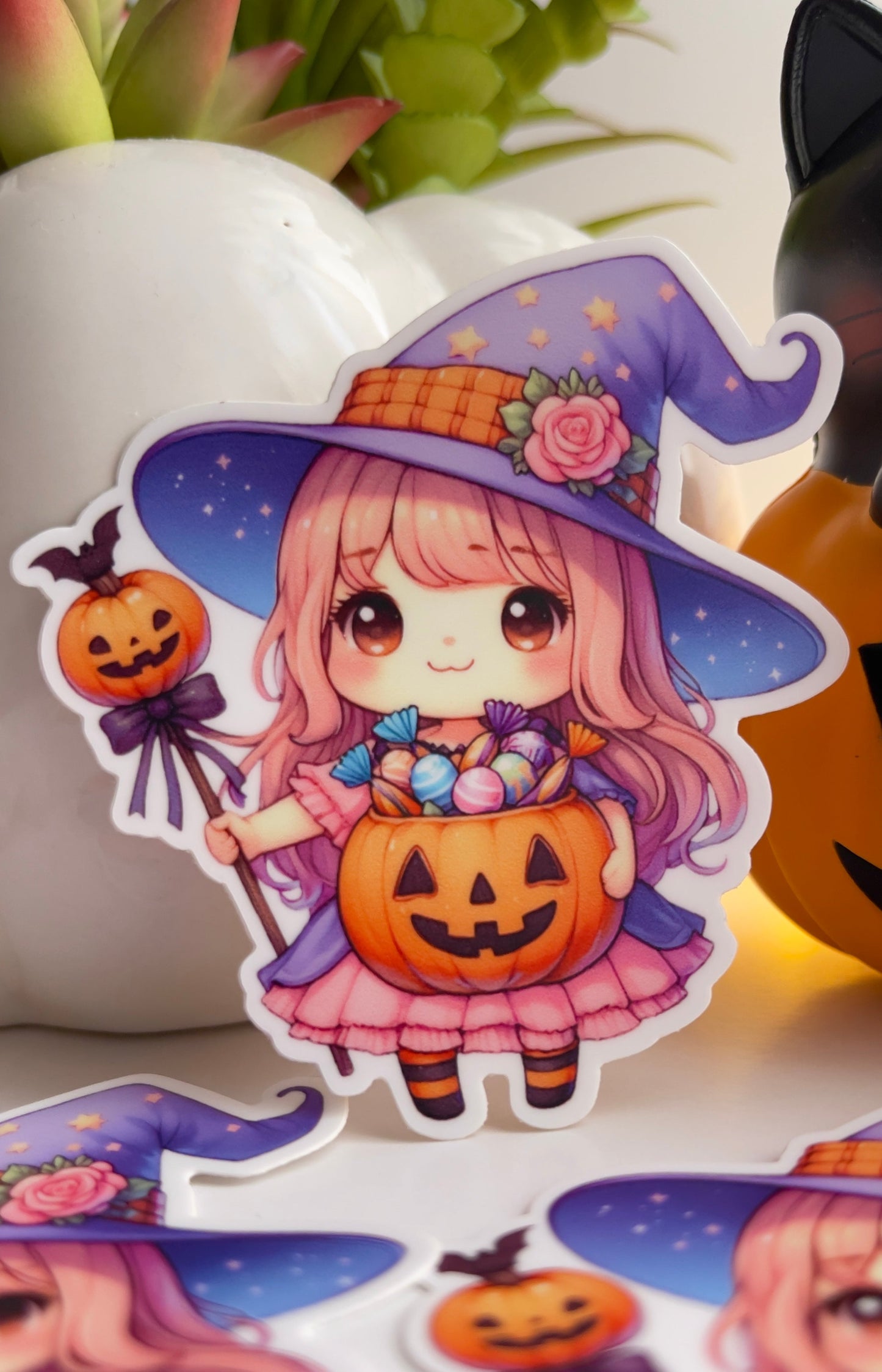 Pumpkin Witch Cutie Vinyl Sticker
