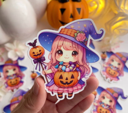 Pumpkin Witch Cutie Vinyl Sticker