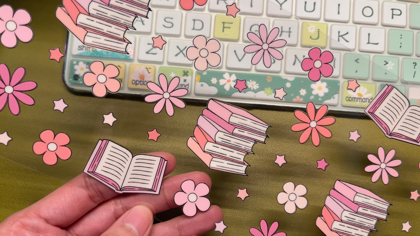 Books & Flowers – 16oz. UV DTF Cup Wrap Collections 💕 Double Sided