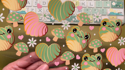 Green Heart Froggy – 16oz. UV DTF Cup Wrap Collections 💕 Double Sided