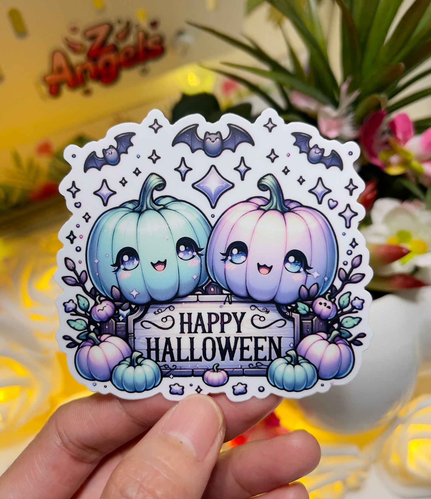 Spooky Twin Pumpkin Vinyl Sticker