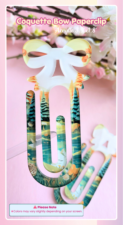 Coquette Bow Acrylic Paper Clips – Pair of 2 | Large Decorative Planner Clips (3.9" x 1.8")