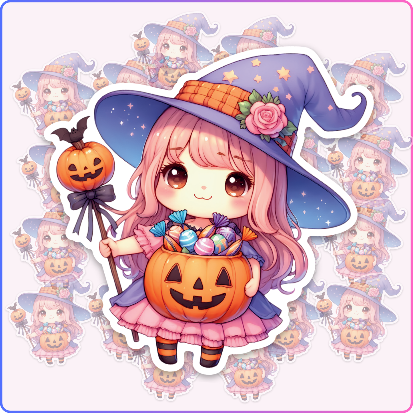 Pumpkin Witch Cutie Vinyl Sticker