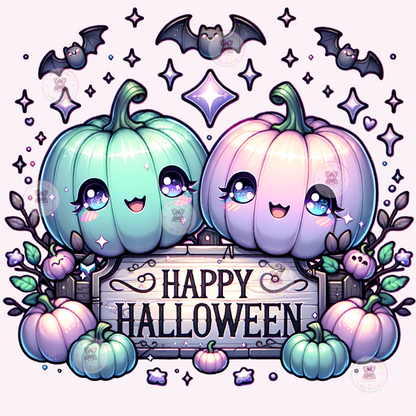 Spooky Twin Pumpkin Full of Charm! 👻 DTF Transfers (up to 11"x11")