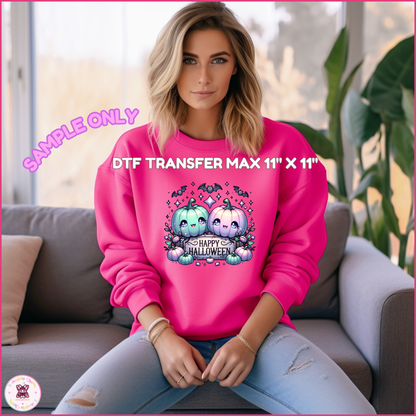 Spooky Twin Pumpkin Full of Charm! 👻 DTF Transfers (up to 11"x11")