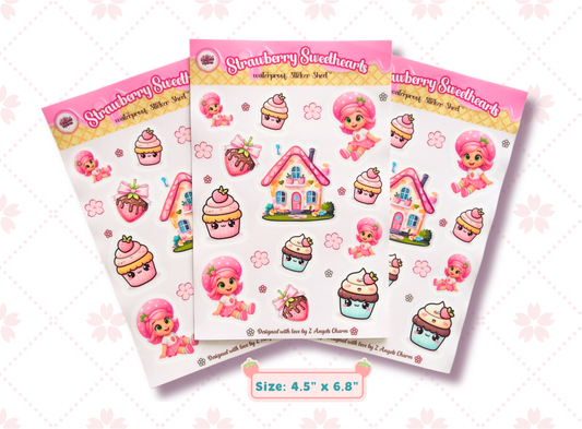 Strawberry Sweethearts Waterproof Sticker Sheet