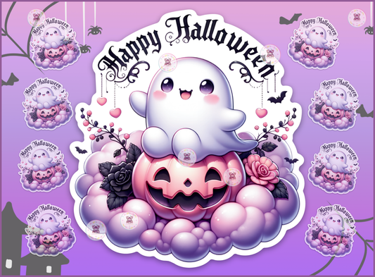 Cute Little Ghost in the Clouds Vinyl Sticker