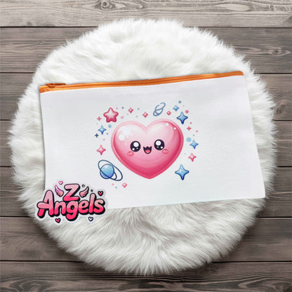 Smiley Heart Mini Pouch with Colored Zipper