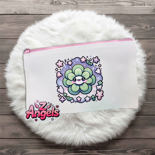 Smiley Flower Mini Pouch with Colored Zipper