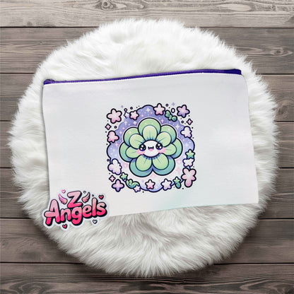 Smiley Flower Mini Pouch with Colored Zipper