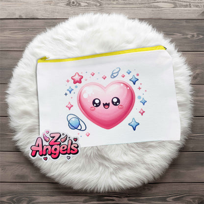 Smiley Heart Mini Pouch with Colored Zipper